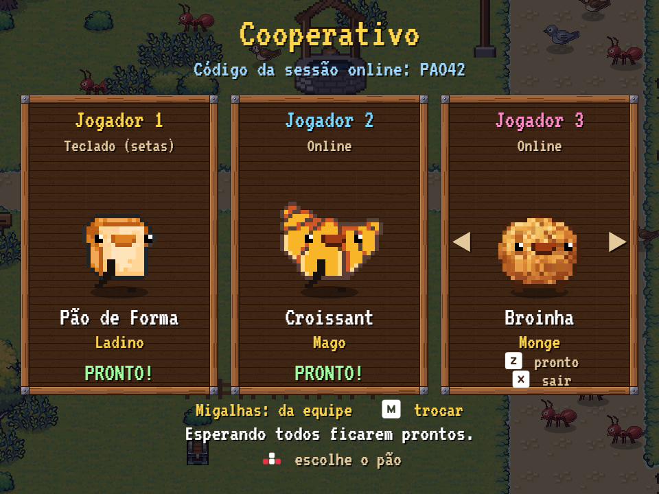 Sala do cooperativo online com código da sessão